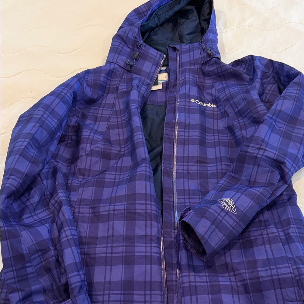 Columbia Violet Checkered Hooded Jacket